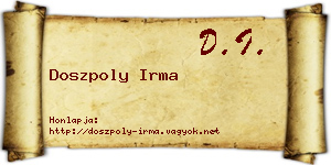 Doszpoly Irma névjegykártya
