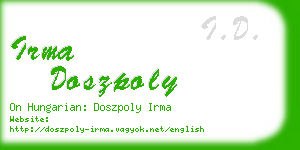 irma doszpoly business card